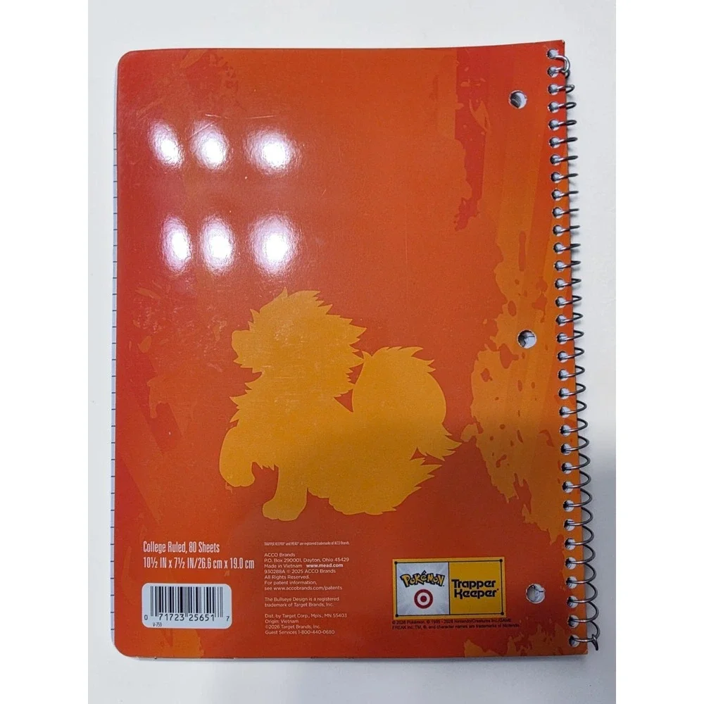 Pokemon Target Arcanine Holographic Trapper Keeper Spiral Notebook College Ruled